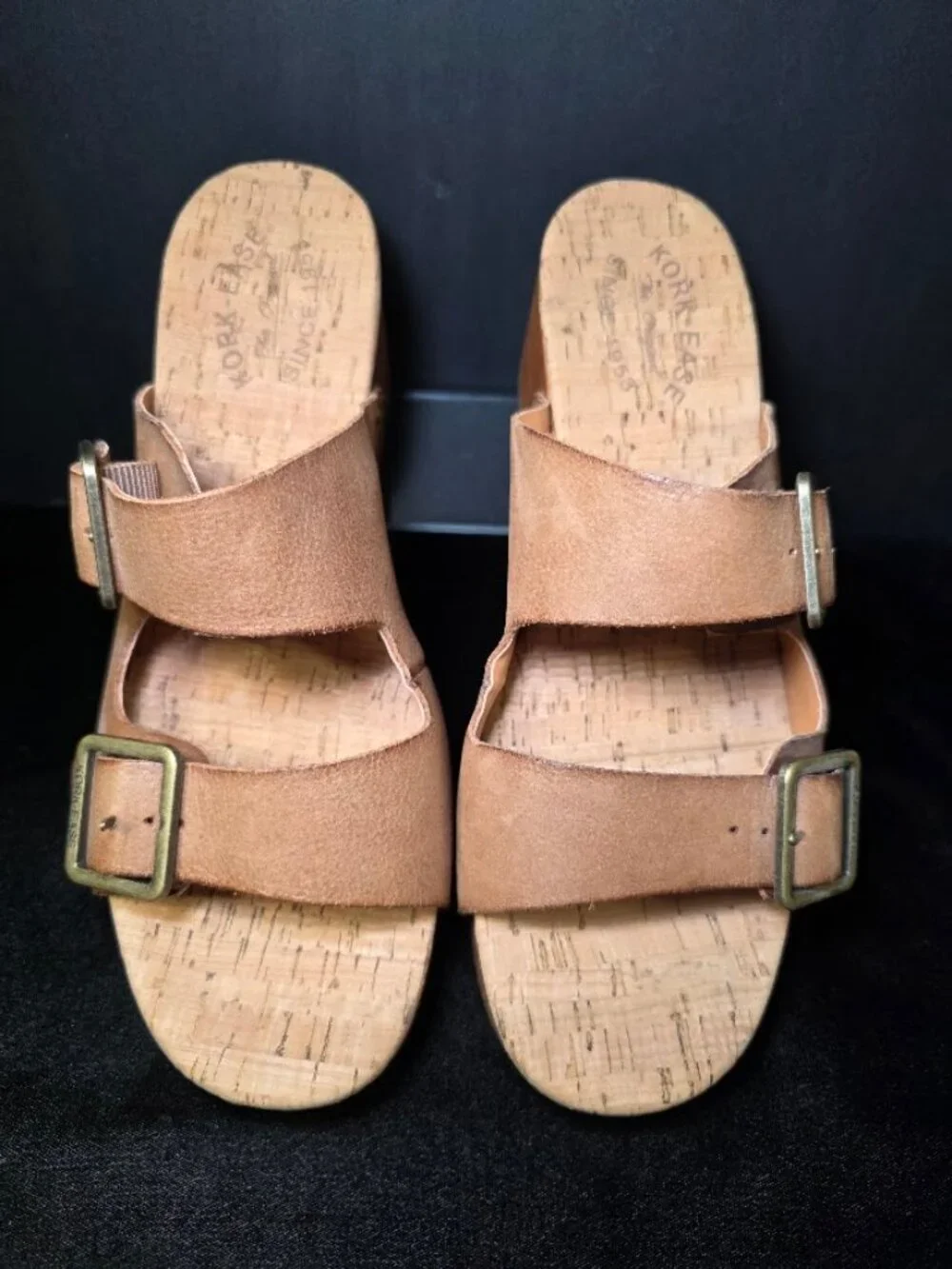 Kork-Ease Saffron Slide Leather Sandal Cork Woodgrain 9